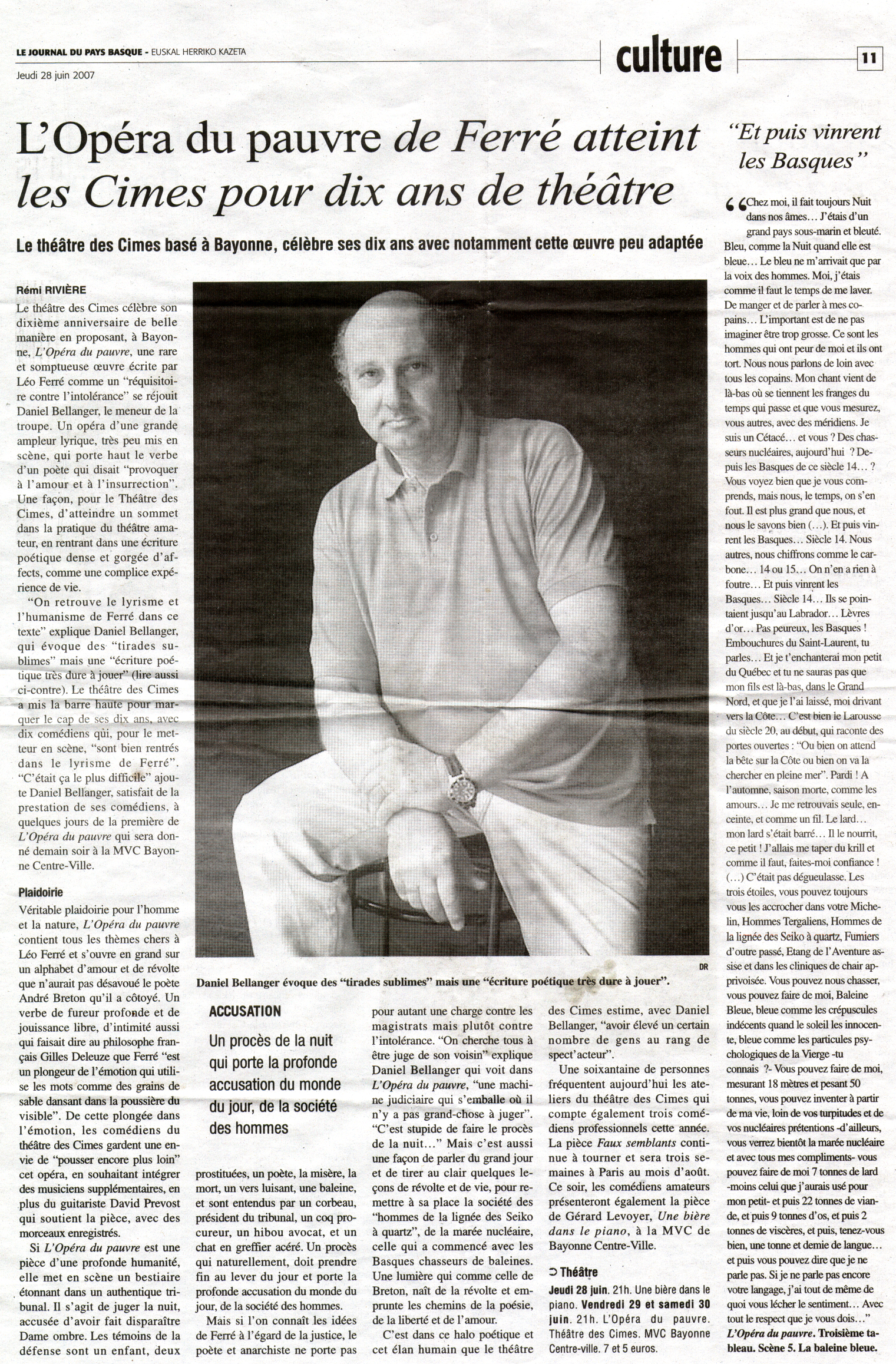  Le journal du Pays Basque du 28/06/2007