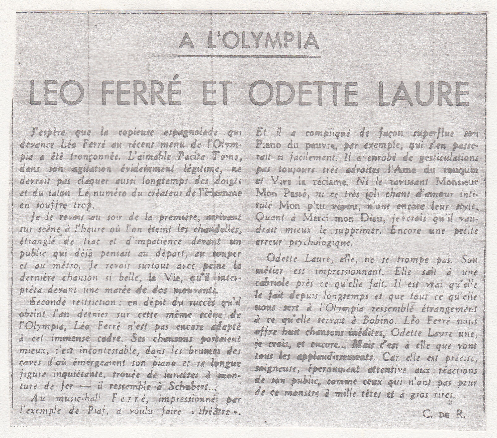 Léo Ferré, Le Monde du 18/03/1955