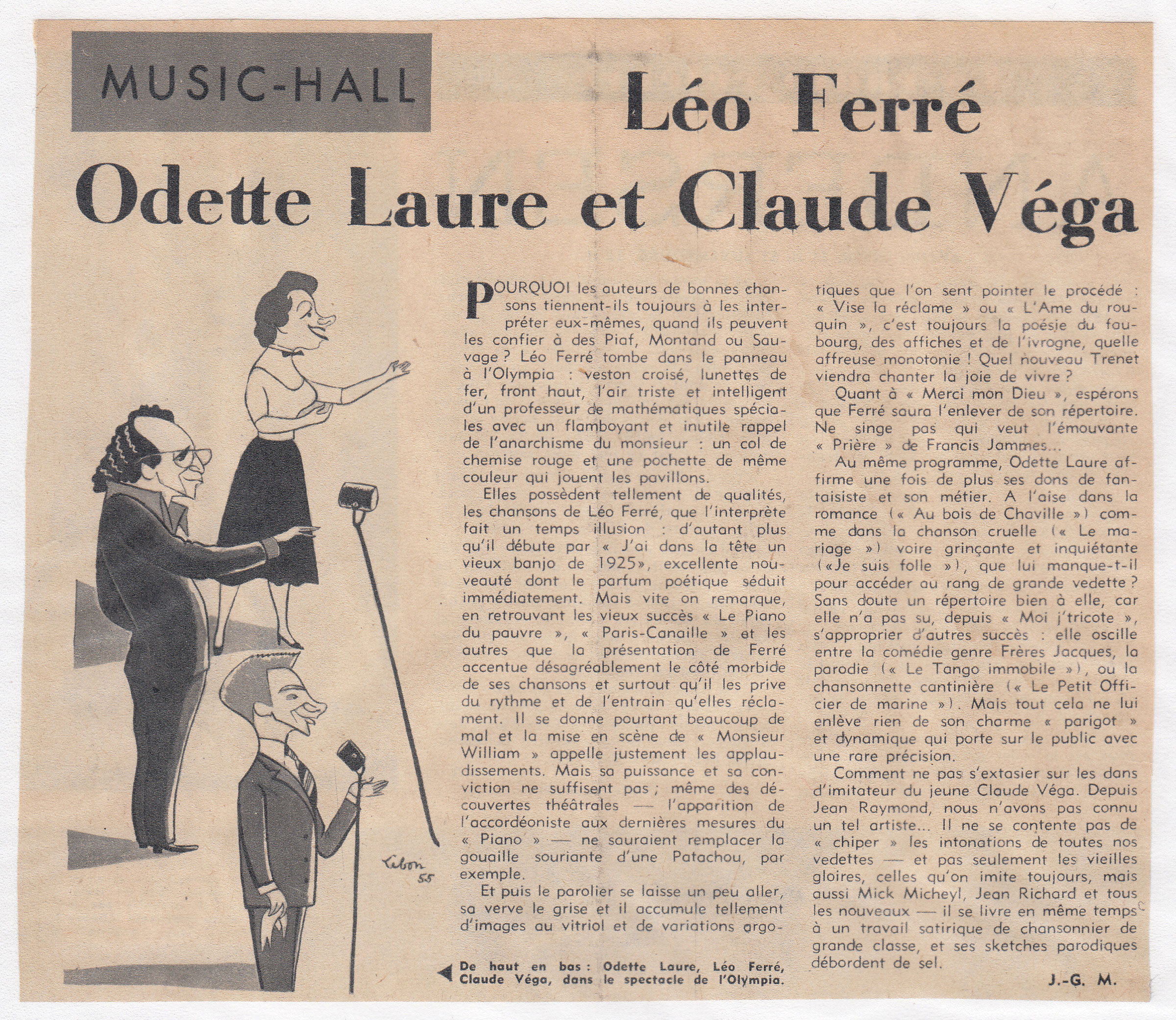 Léo Ferré, Radio Cinéma Télévision du 27/03/1955