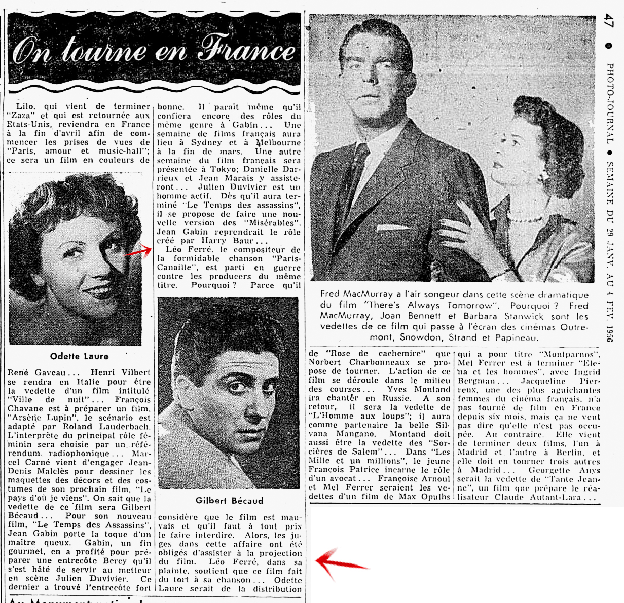 Léo Ferré - Photo-journal, samedi 4 février 1956