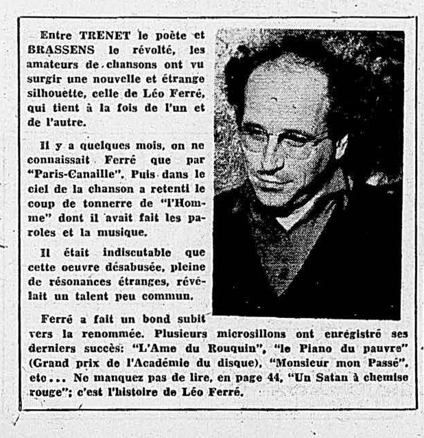 Léo Ferré - Photo-journal, samedi 11 février 1956