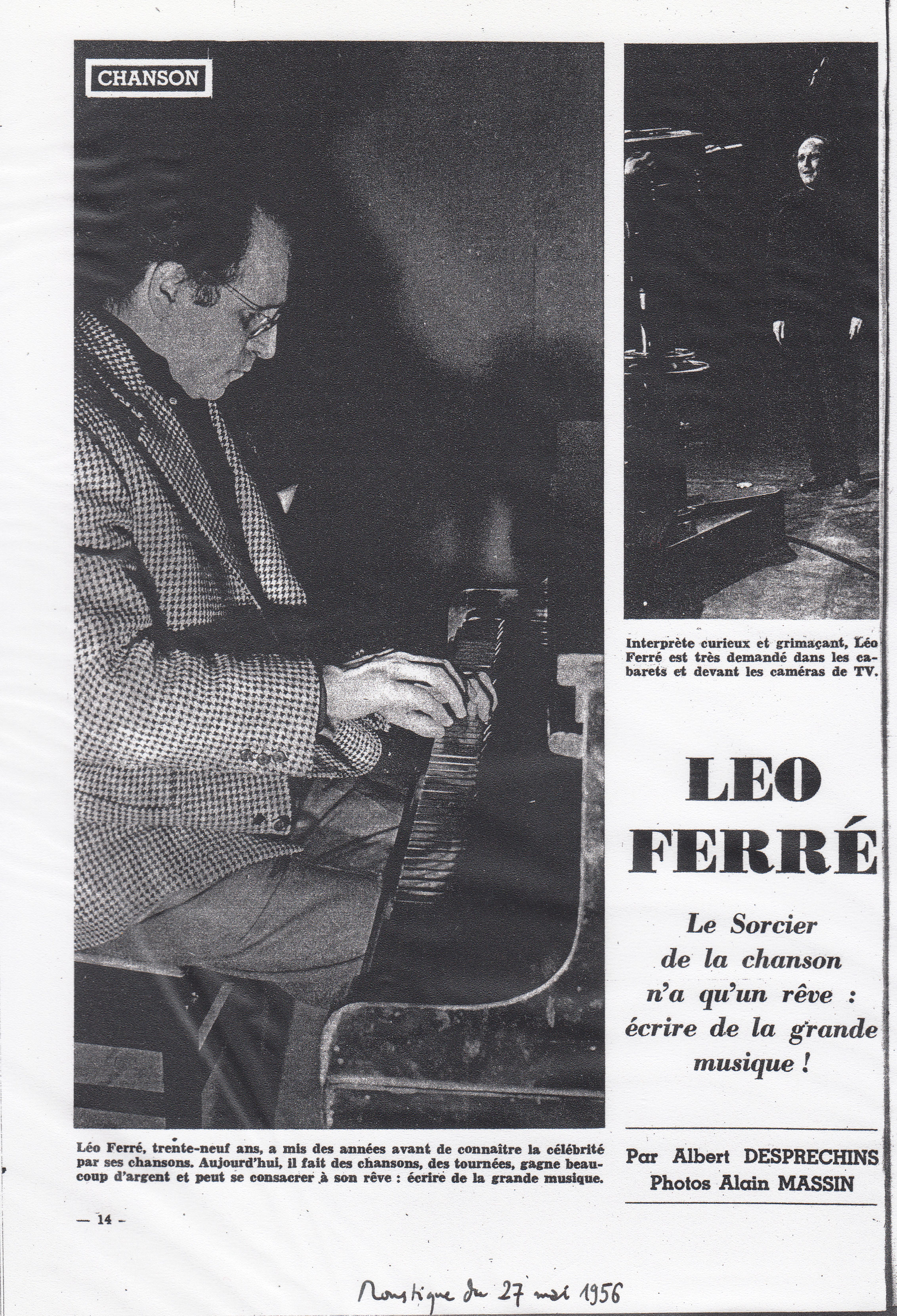 Léo Ferré - Moustique du 27/05/1956