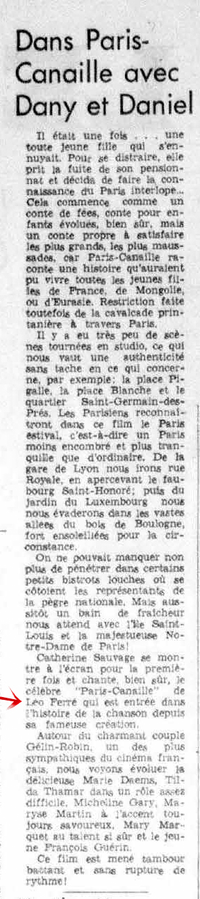 Léo Ferré - Le soleil, vendredi 22 juin 1956