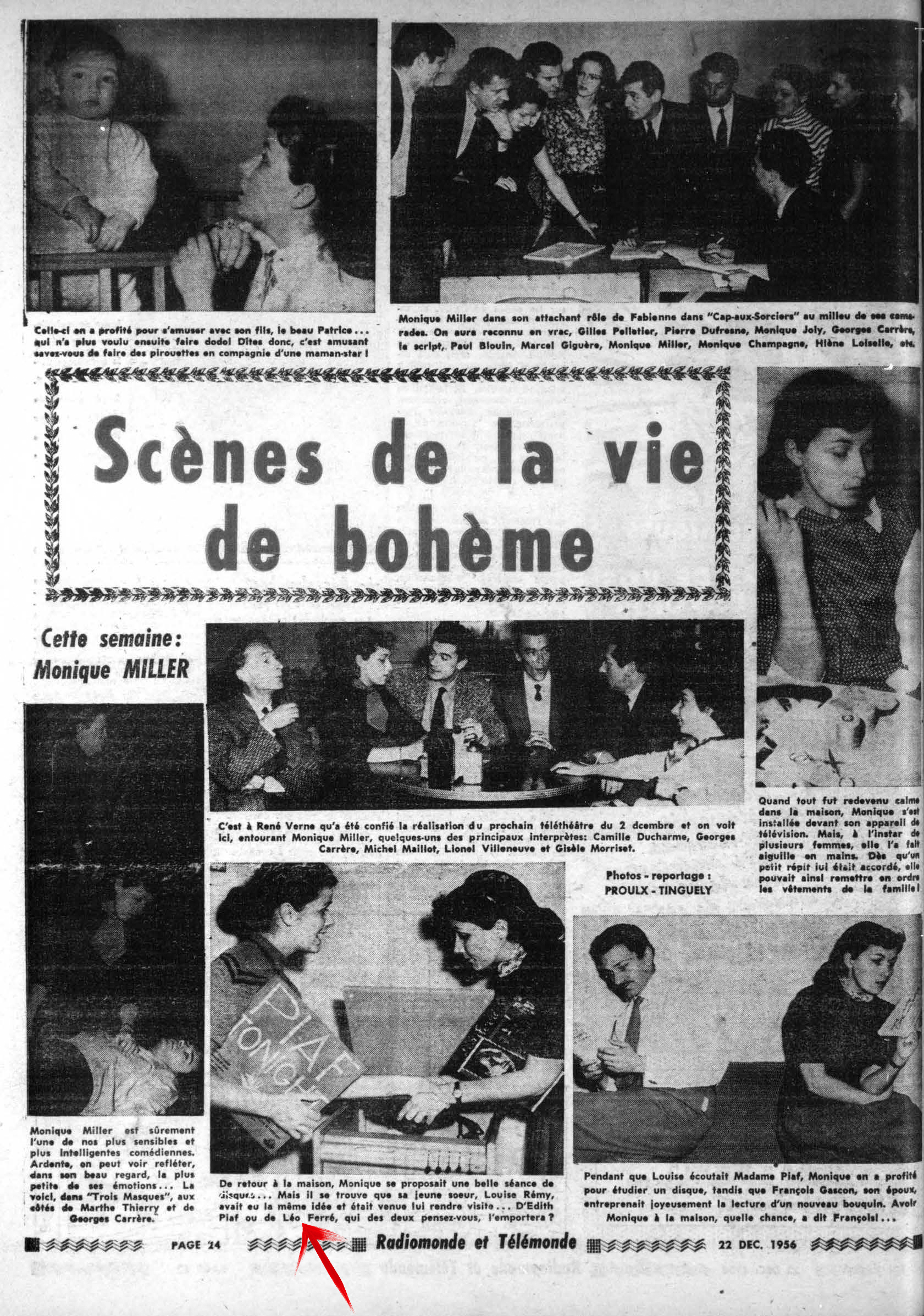 Léo Ferré - Radiomonde et télémonde, samedi 22 décembre 1956