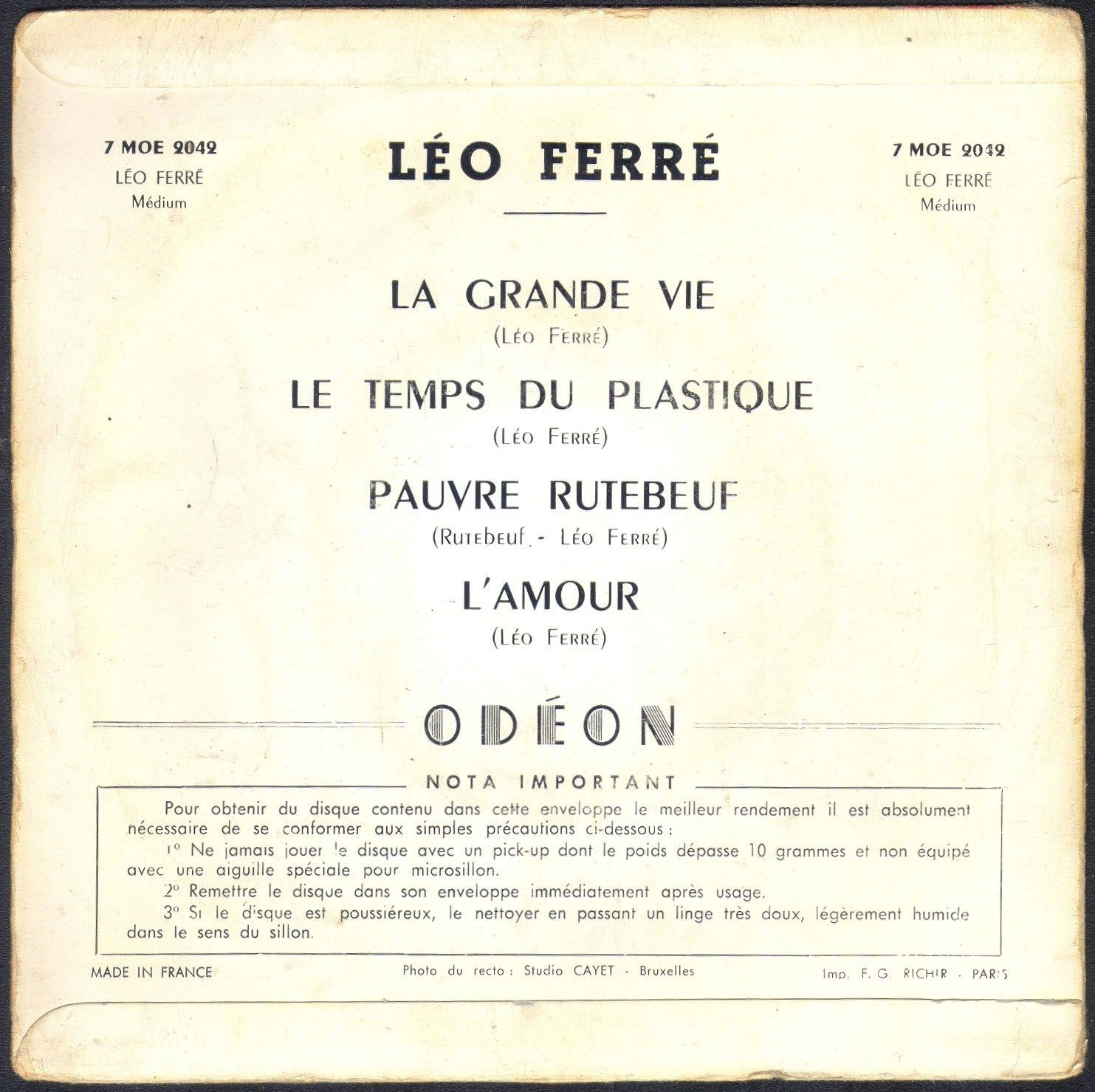Léo Ferré - 45 TMOE 2042
