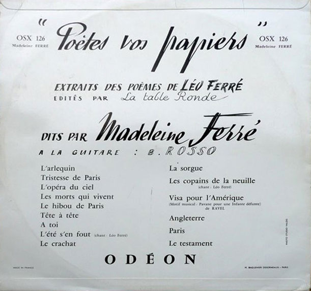 Léo Ferré - Odéon OSX 126