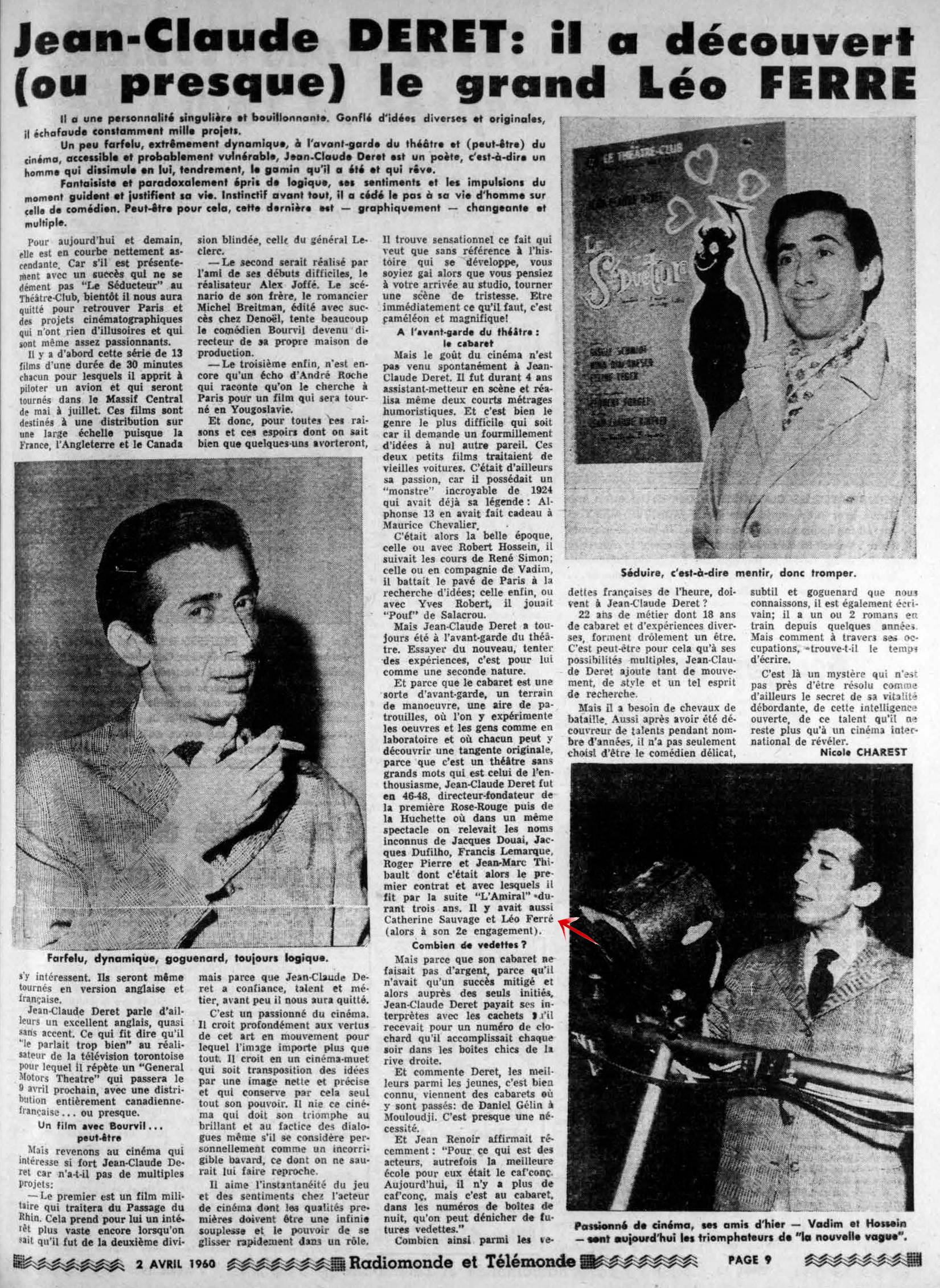 Léo Ferré - Radiomonde et télémonde, 1952-1960, samedi 2 avril 1960