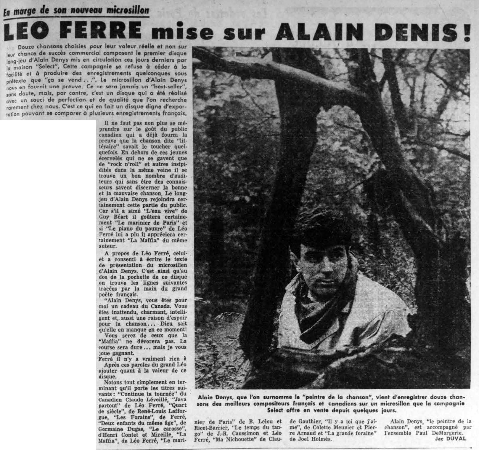 Léo Ferré - Radiomonde et télémonde, 1952-1960, samedi 14 mai 1960