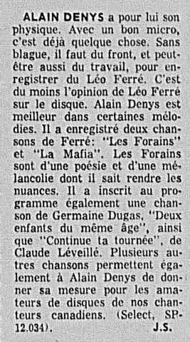 Léo Ferré - La presse, 1884- (Montréal), 23 juillet 1960, Dernière édition