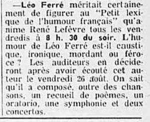 Léo Ferré - Photo-journal, 1937-1978, samedi 27 août 1960