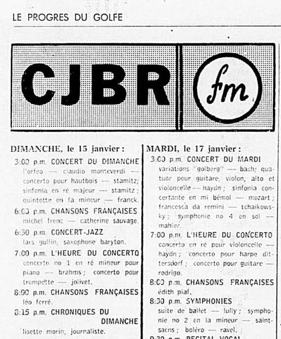 Le Progrès du Golfe (Rimouski), 1904-1970, 13 janvier 1961, CJBR - AM - FM - télévision