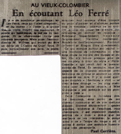 Léo Ferré, Le Figaro du 1er février 1961