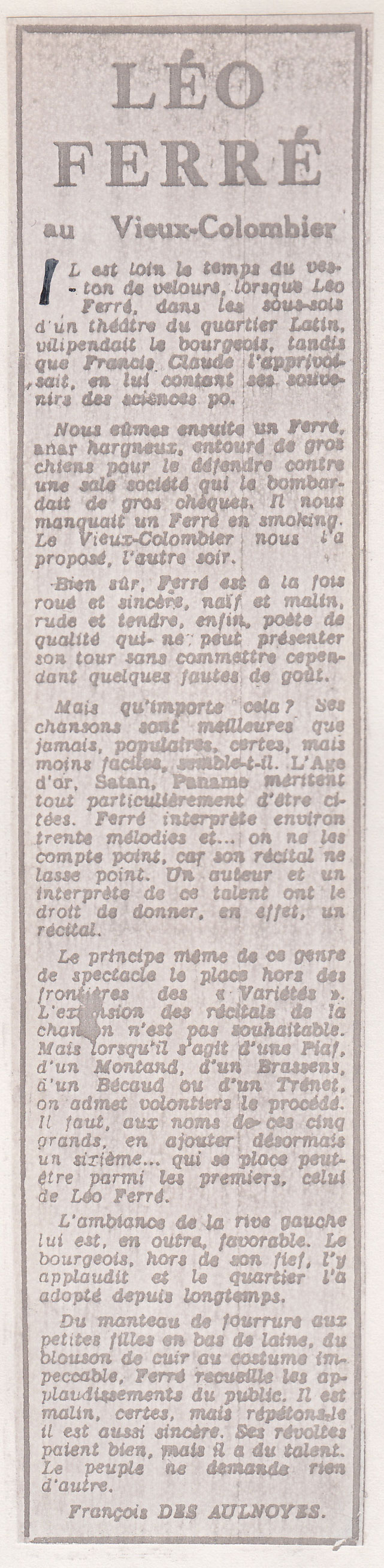 Léo Ferré, Combat du 02/02/1961