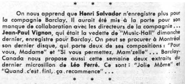 Léo Ferré - Radiomonde 11/02/1961