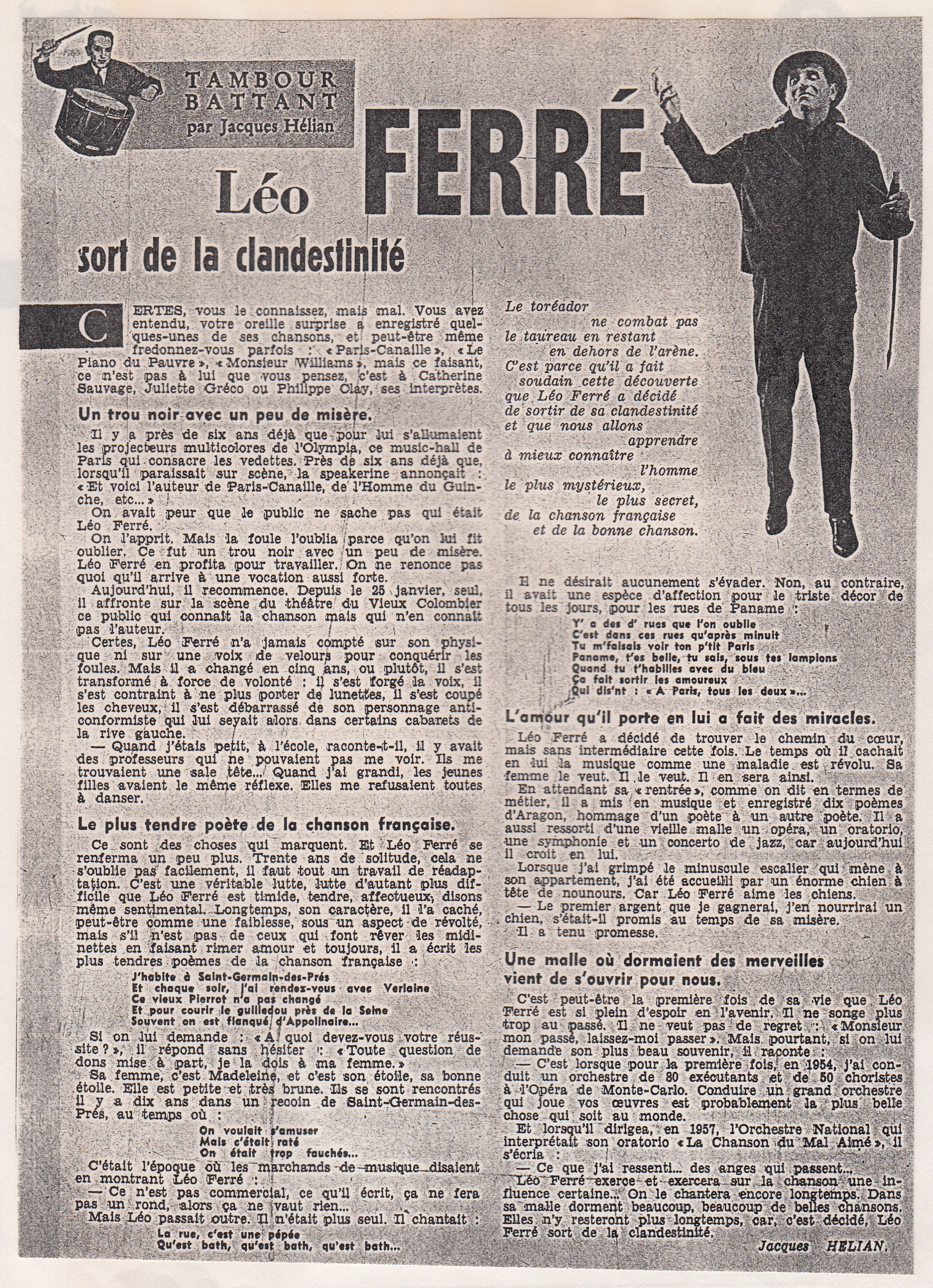 Léo Ferré, Bonnes Soirées du 15/02/1961