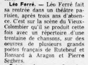 Léo Ferré - La presse, 1884- (Montréal), 18 février 1961