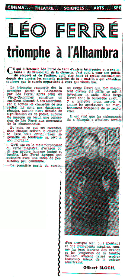 Léo Ferré - L'Humanité du 08 mars 1961