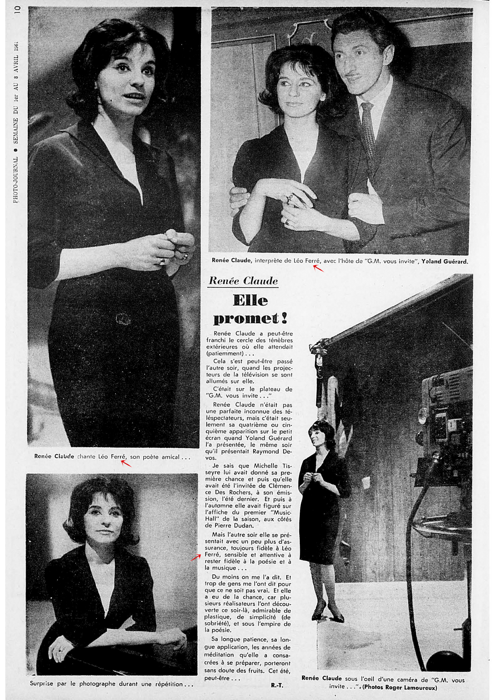 Léo Ferré - Photo-journal, 1937-1978, samedi 8 avril 1961