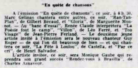 Léo Ferré - La tribune, 1910-, jeudi 20 juillet 1961