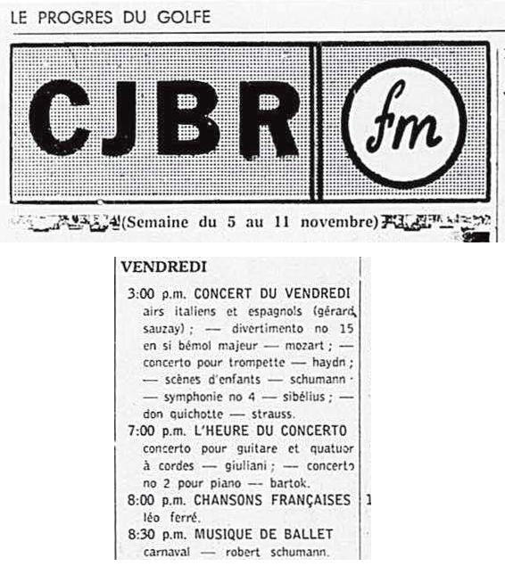Léo Ferré - Le Progrès du Golfe (Rimouski), 1904-1970, 3 novembre 1961, CJBR - AM - FM - télévision