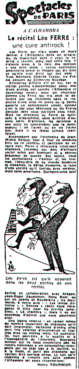 Léo Ferré - L'Équipe du 10 novembre 1961