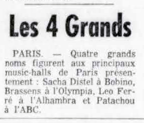 Léo Ferré - La presse, 1884- (Montréal), 27 novembre 1961, Dernière édition & Édition provinciale