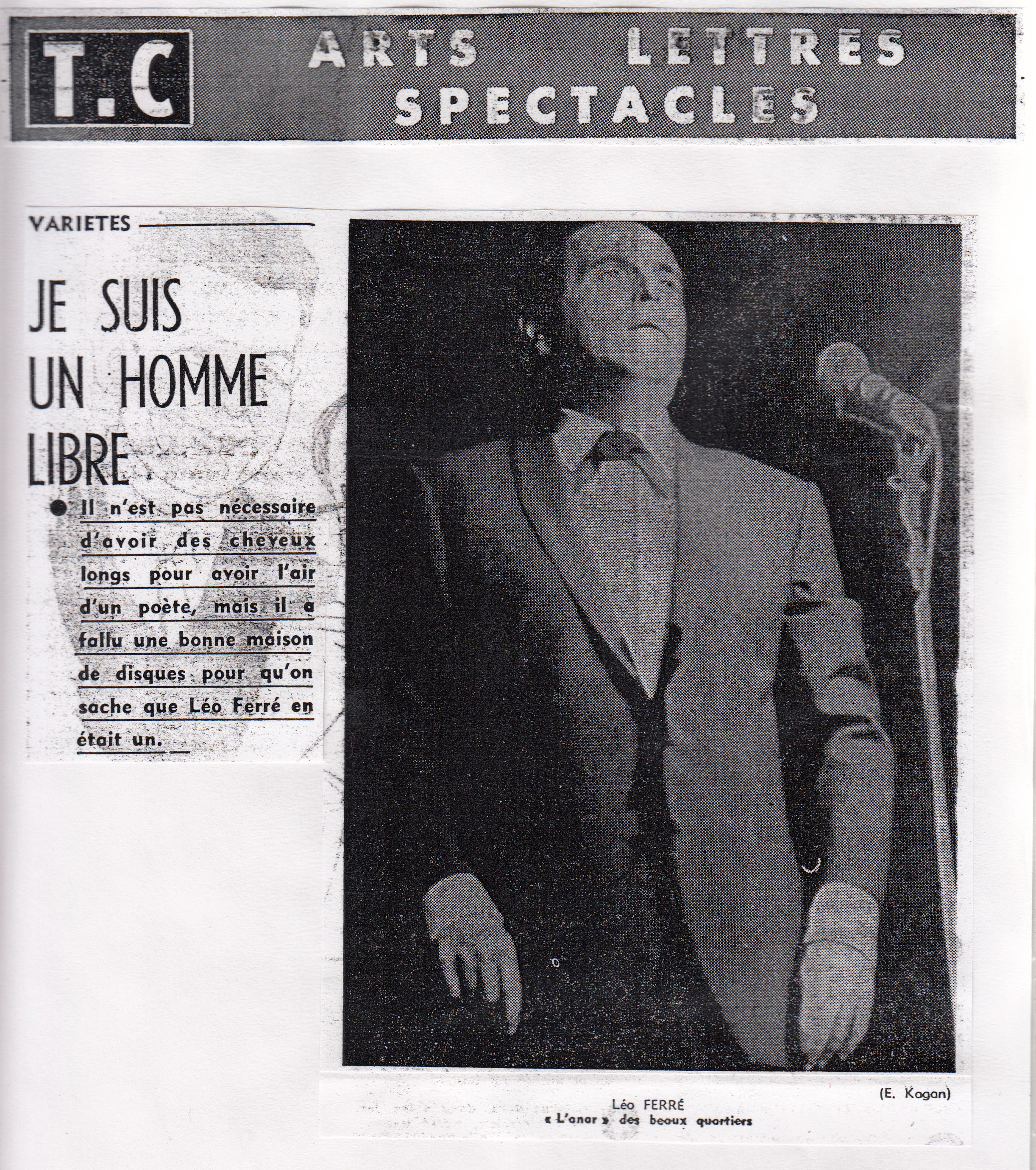 Léo Ferré - Témoignage chrétien du 1er décembre 1961