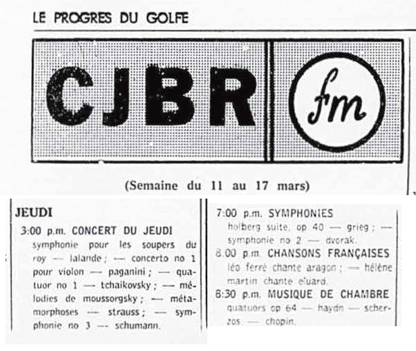 Léo Ferré - Le Progrès du Golfe (Rimouski), 1904-1970, 9 mars 1962, CJBR - AM - FM - télévision