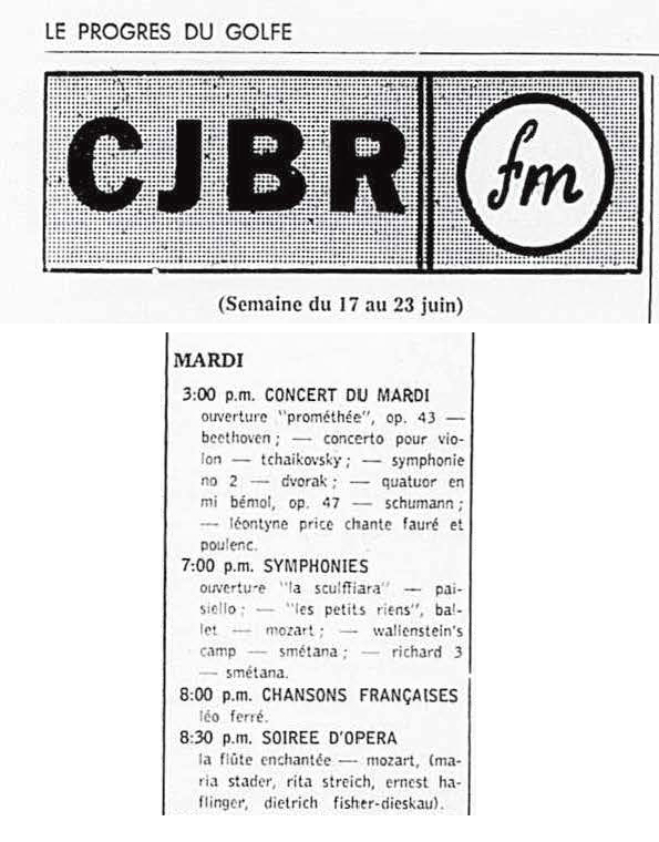 Léo Ferré - Le Progrès du Golfe (Rimouski), 1904-1970, 15 juin 1962, CJBR - AM - FM - télévision