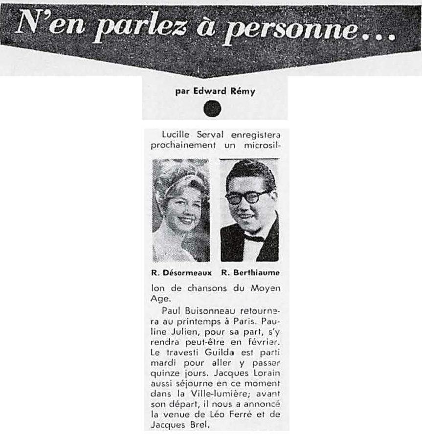 Léo Ferré - Photo-journal, 1937-1978, samedi 15 décembre 1962