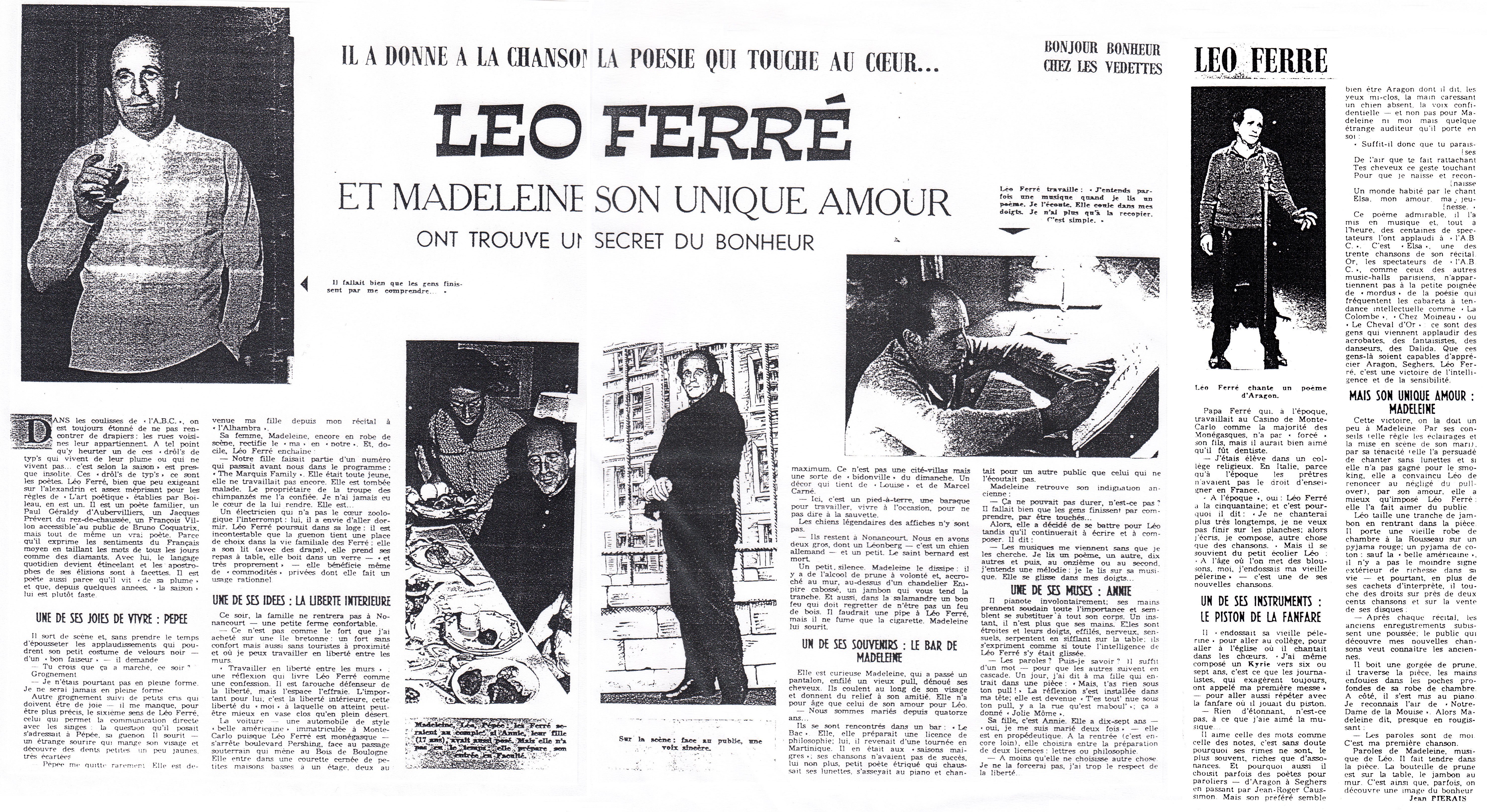 Léo Ferré - Bonjour Bonheur du 30 janvier 1963