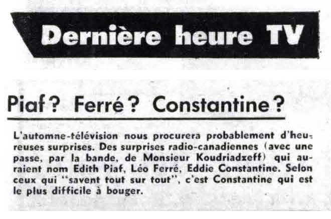 Léo Ferré - Télé-radiomonde, 1962-1985, samedi 13 avril 1963