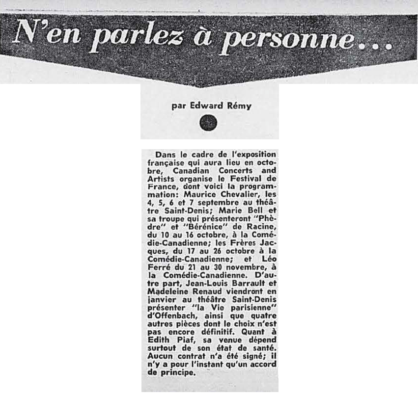Léo Ferré - Photo-journal, 1937-1978, samedi 22 juin 1963
