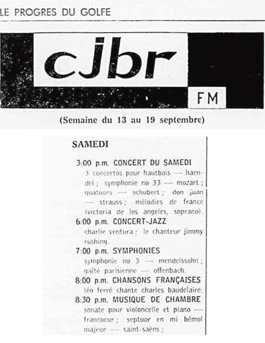 Léo Ferré - Le Progrès du Golfe (Rimouski), 1904-1970, 13 septembre 1963, CJBR - AM - FM - télévision