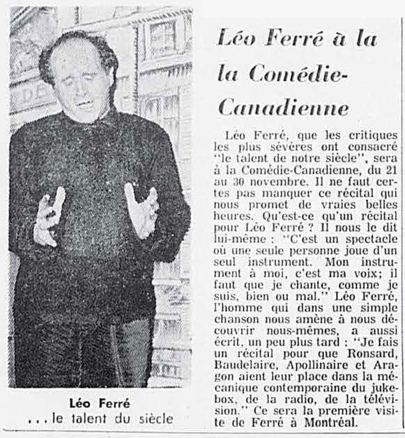 Léo Ferré - Photo-journal, 1937-1978, samedi 12 octobre 1963