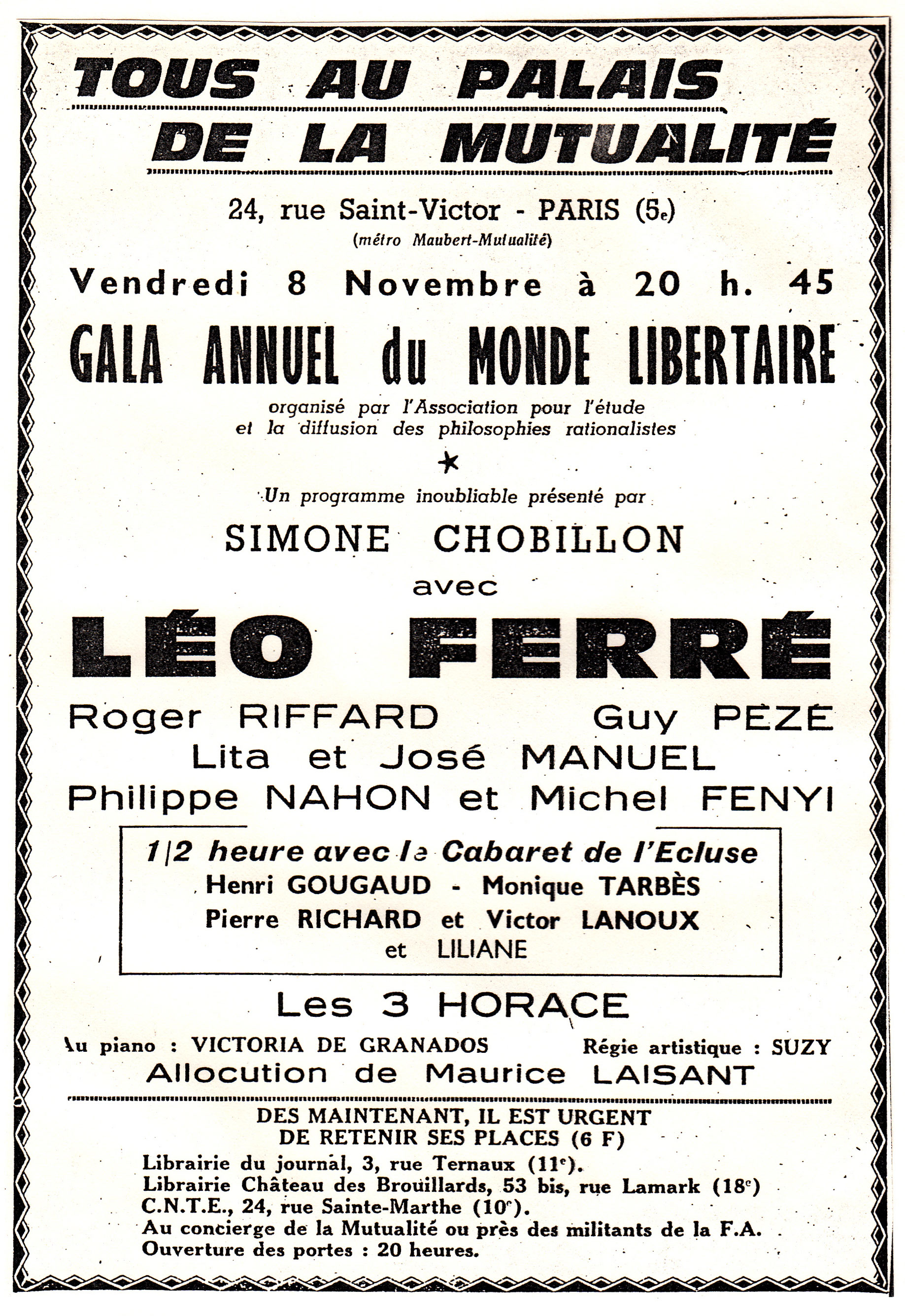 Léo Ferré - Le Monde Libertaire de novembre 1963