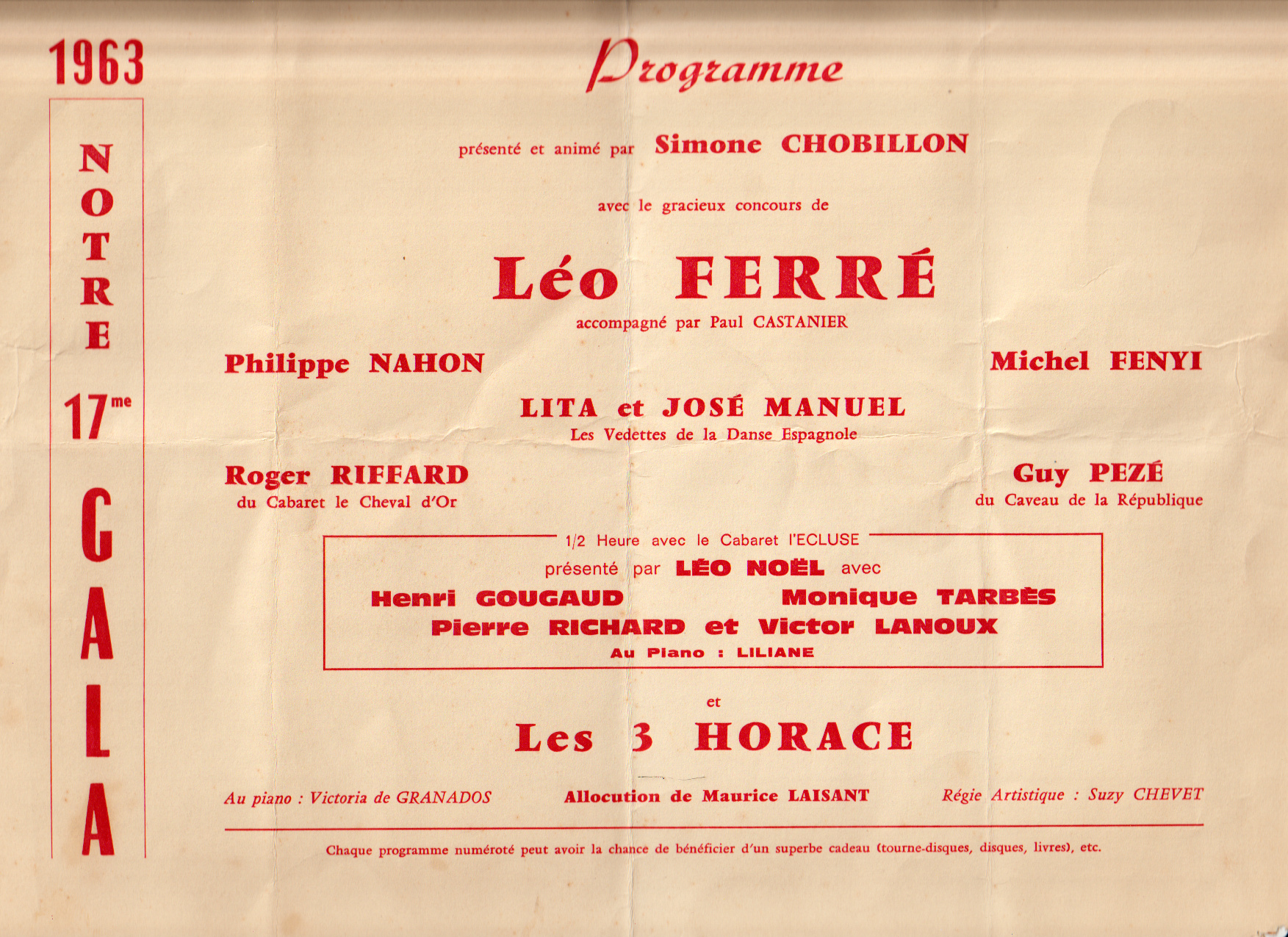 Léo Ferré - Gala annuel du Monde Libertaire, 8 novembre 1963