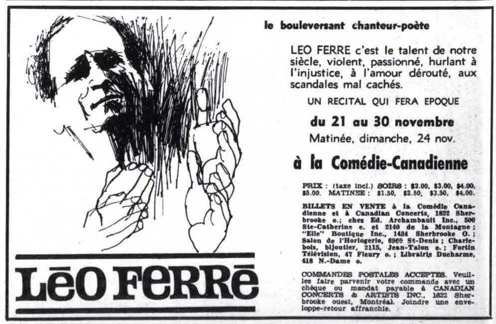 Léo Ferré - Télé-radiomonde, 1962-1985, samedi 16 novembre 1963