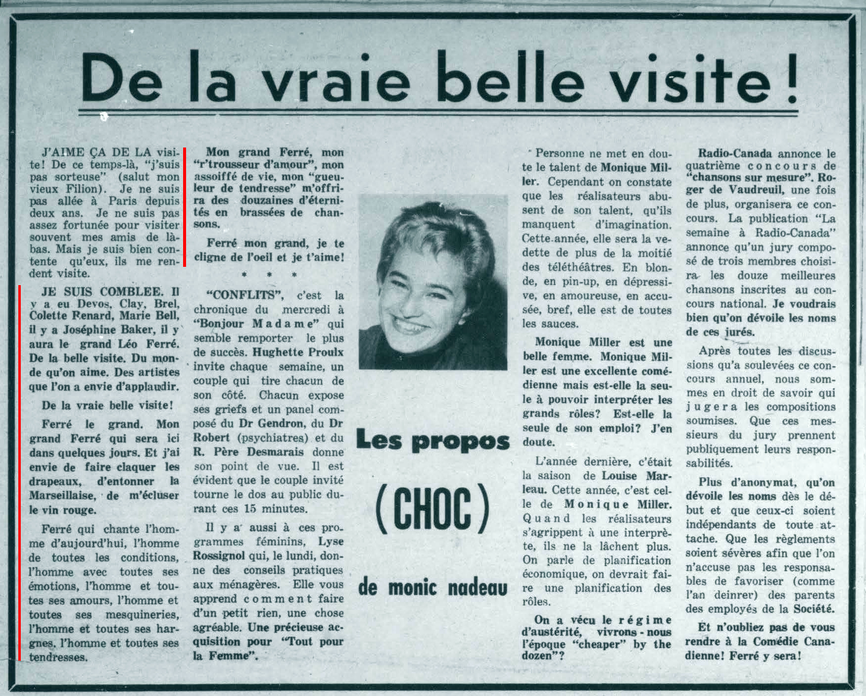 Léo Ferré - Télé-radiomonde, 1962-1985, samedi 21 novembre 1964