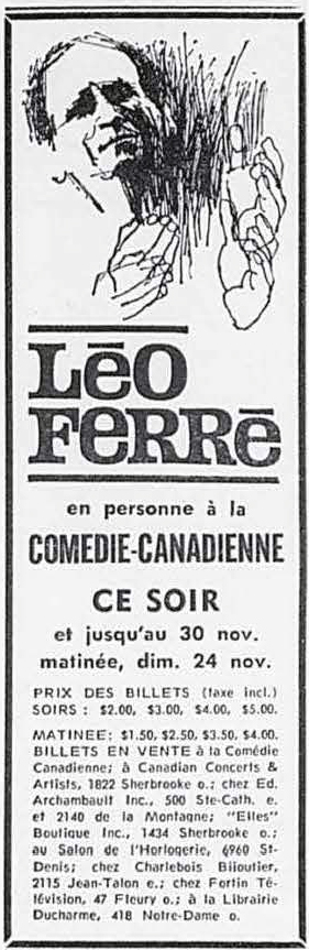 Léo Ferré - Photo-journal, 1937-1978, samedi 30 novembre 1963