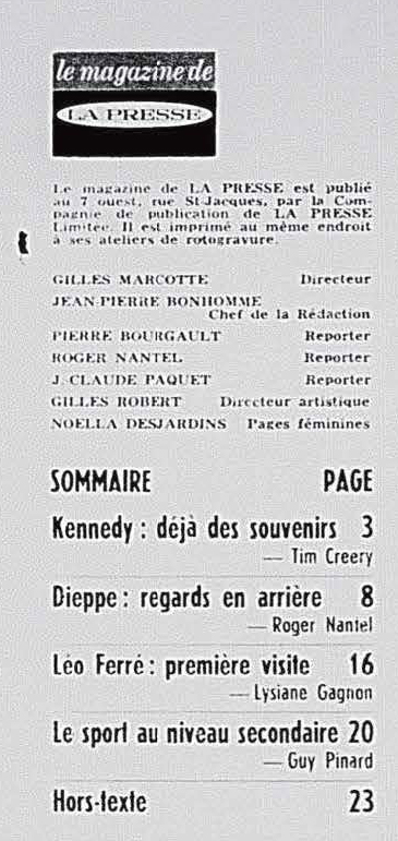 Léo Ferré - La presse, 1884- (Montréal), 11 janvier 1964, Le magazine de la Presse