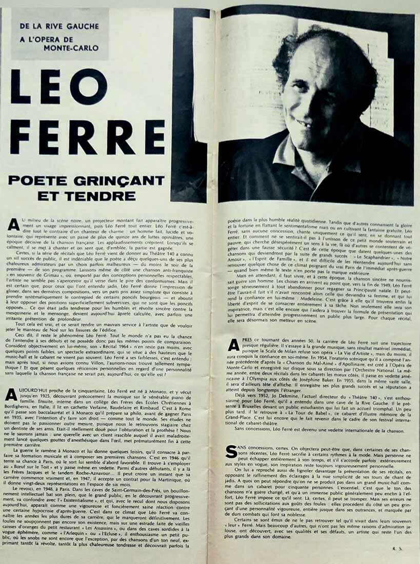Léo Ferré - Le Patriote Illustré du 02/02/1964