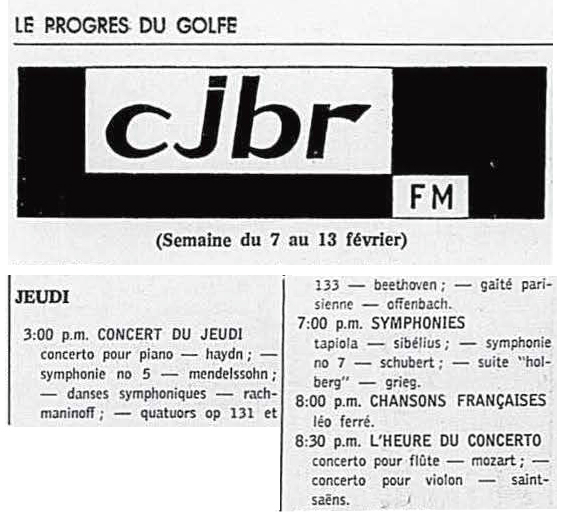 Léo Ferré - Le Progrès du Golfe (Rimouski), 1904-1970, 7 février 1964, CJBR - AM - FM - télévision