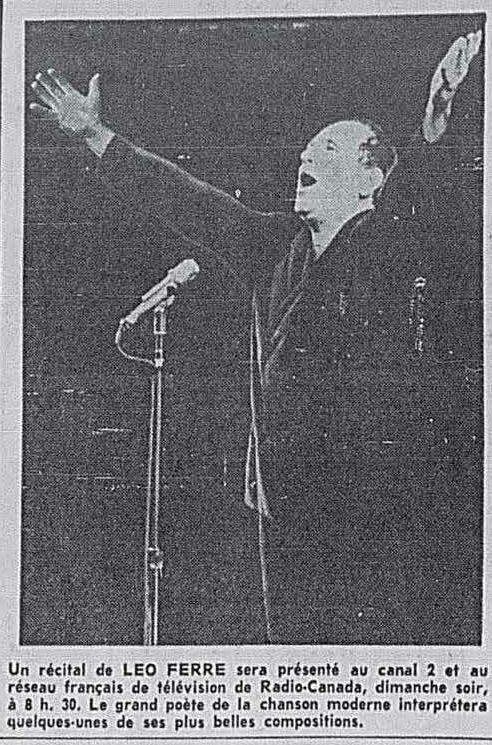 Léo Ferré - La presse, 1884- (Montréal), mercredi 26 février 1964