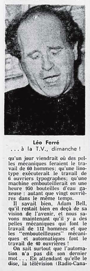 Léo Ferré - Photo-journal, 1937-1978, samedi 7 mars 1964
