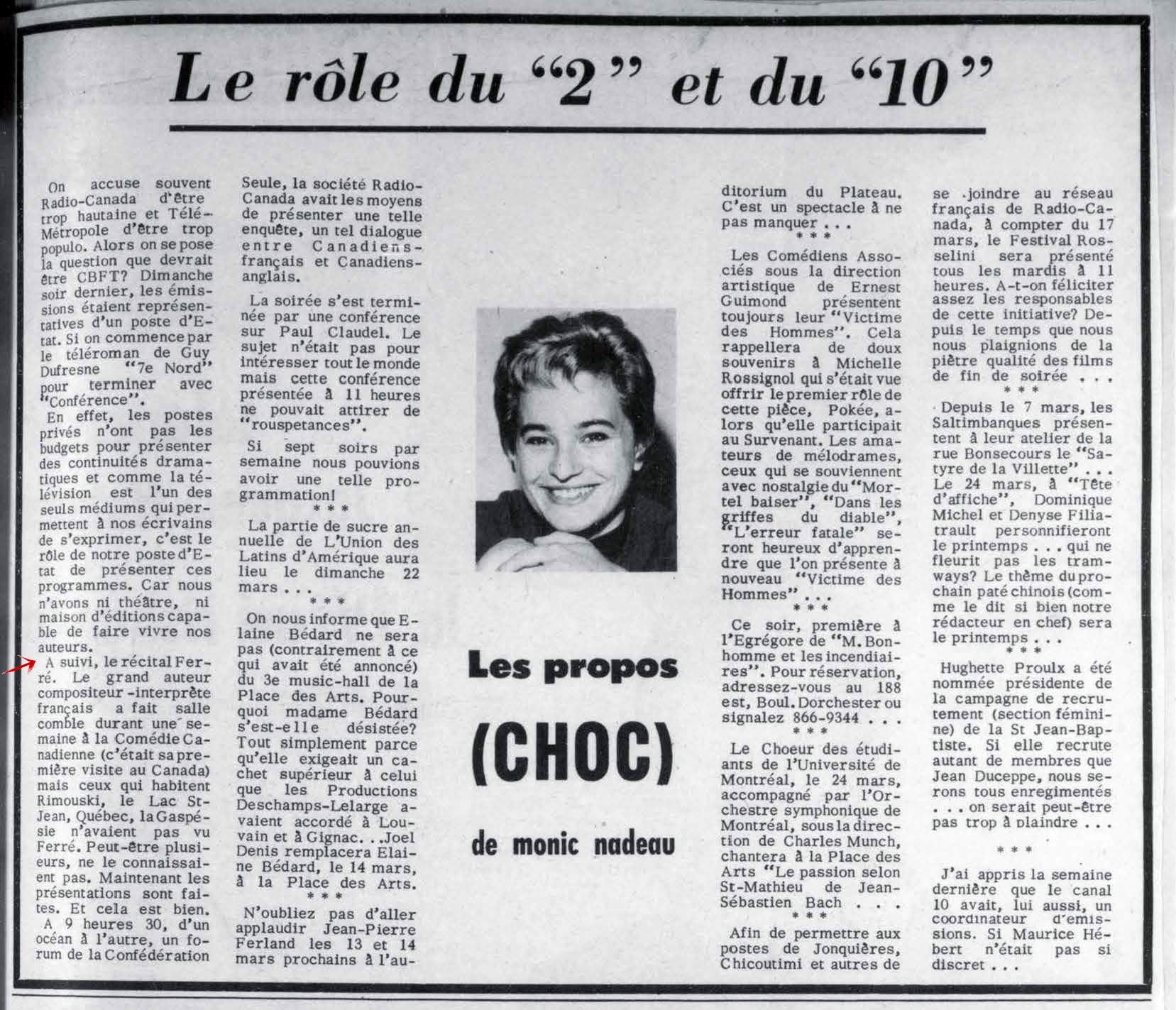 Léo Ferré - Télé-radiomonde, 1962-1985, samedi 14 mars 1964