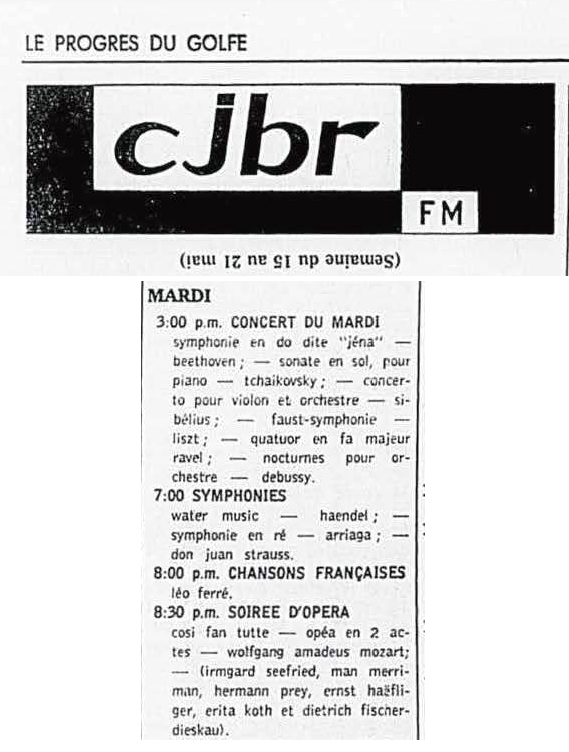 Léo Ferré - Le Progrès du Golfe (Rimouski), 1904-1970, 15 mai 1964, CJBR - AM - FM - télévision