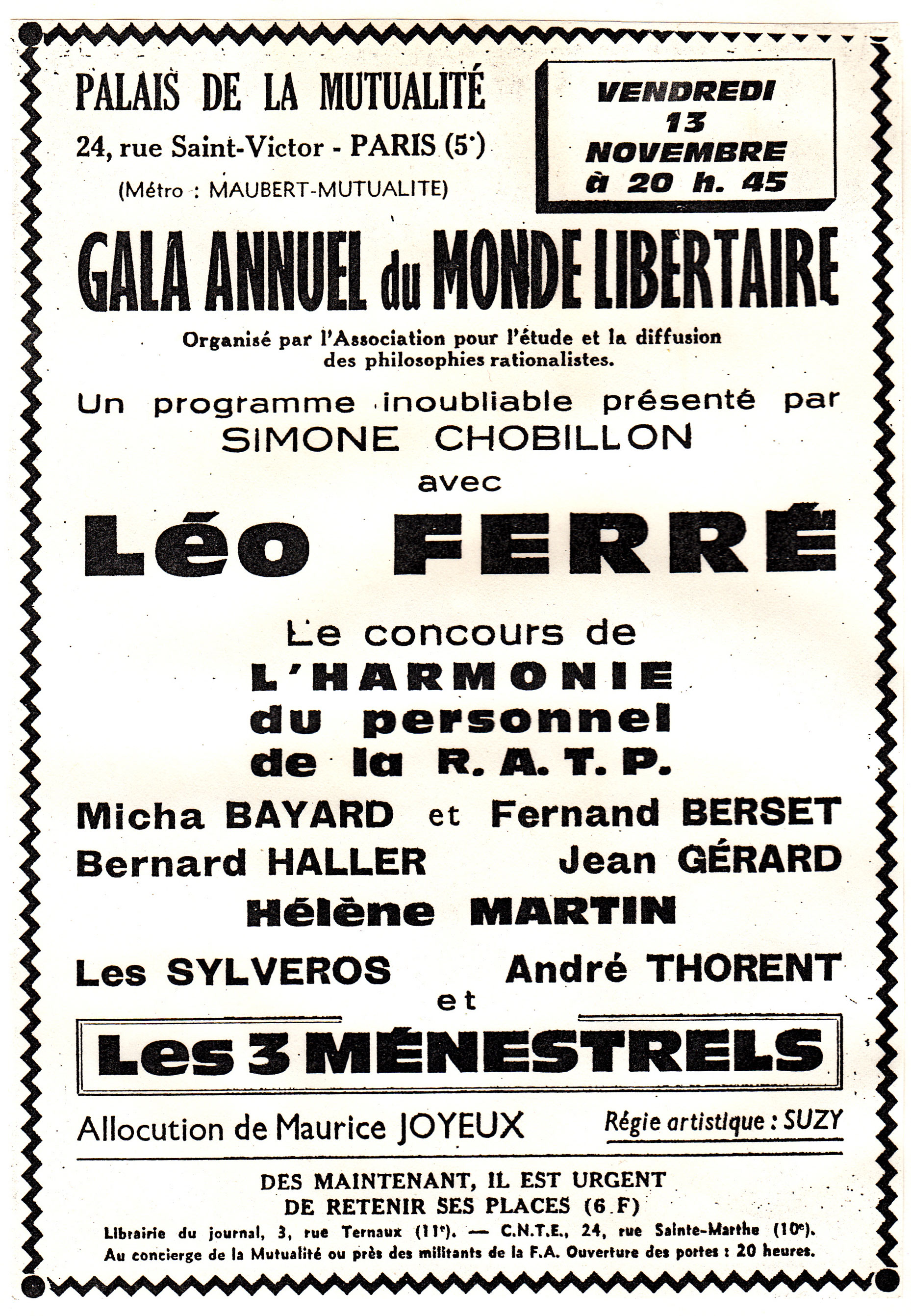 Léo Ferré - Le Monde Libertaire de novembre 1964