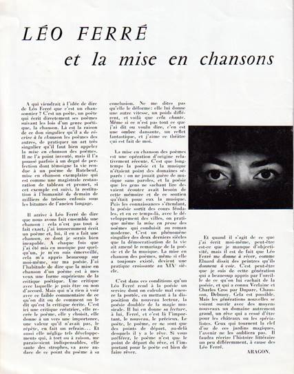 Léo Ferré - Programme Récital 1964, Paris