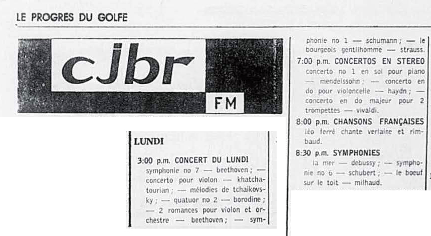 Léo Ferré - Le Progrès du Golfe (Rimouski), 1904-1970, 9 avril 1965, CJBR - AM - FM - télévision